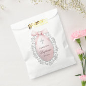 オーバルシルバーグリッターフレームピンクボウバプテスマ フェイバーバッグ (封をした状態)