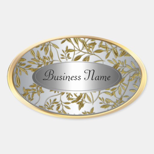 オーバルシールラベルブラックシルバー金ゴールドフローラ 楕円形シール (正面)
