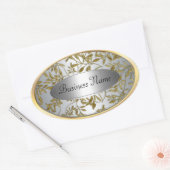 オーバルシールラベルブラックシルバー金ゴールドフローラ 楕円形シール (封筒)