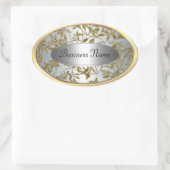 オーバルシールラベルブラックシルバー金ゴールドフローラ 楕円形シール (バッグ)