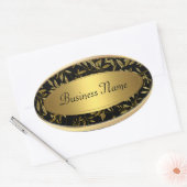 オーバルシール住所 シールブラック金ゴールドフローラ2 楕円形シール (封筒)