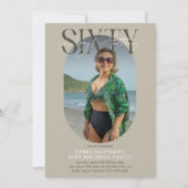 オーバルスタイリッシュフォト&シグネチャー60誕生日 招待状 (正面)