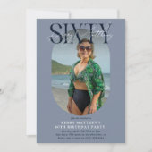 オーバルスタイリッシュフォト&シグネチャー60誕生日 招待状 (正面)