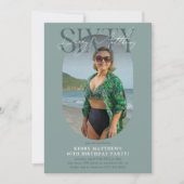 オーバルスタイリッシュフォト&シグネチャー60誕生日 招待状 (正面)