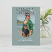 オーバルスタイリッシュフォト&シグネチャー60誕生日 招待状 (スタンド正面)