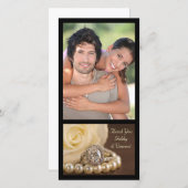 オーバルダイヤモンドリングや輪オン結婚ブラウンありがとう サンキューカード (正面/裏面)