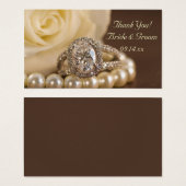 オーバルダイヤモンドリングや輪ホワイトローズ結婚式の引き出物ラベル (正面&裏面)