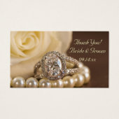 オーバルダイヤモンドリングや輪ホワイトローズ結婚式の引き出物ラベル (正面)