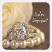 オーバルダイヤモンドリングや輪婚約封筒用シール スクエアシール (正面)