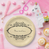 オーバルファンシーヴィンテージフレームのカスタマイズ ペーパープレート (パーティー)