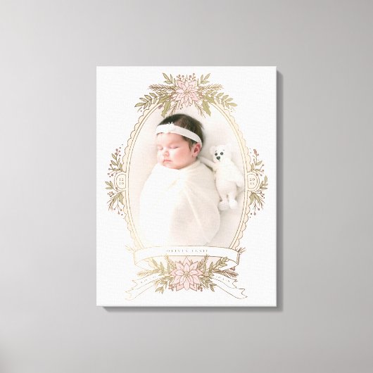 オーバルフェミニンフレームリボンと休日の緑 キャンバスプリント (正面)