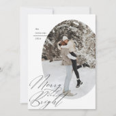 オーバルフォトスクリプトタイポグラフィシンプルクリスマス シーズンカード (正面)