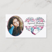 オーバルフォトツリーハートアートマッチングカラーQRコード 名刺 (正面)