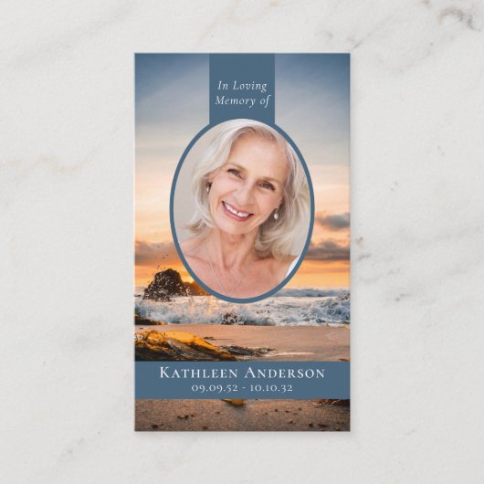 オーバルフォトビーチサンライズメモリアル祈りの言葉カード コーリングカード (正面)