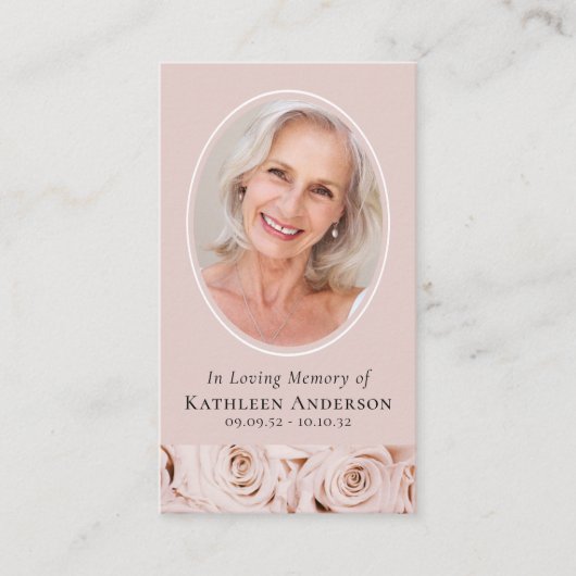 オーバルフォトピンクローゼメモリアル祈りの言葉カード コーリングカード (正面)