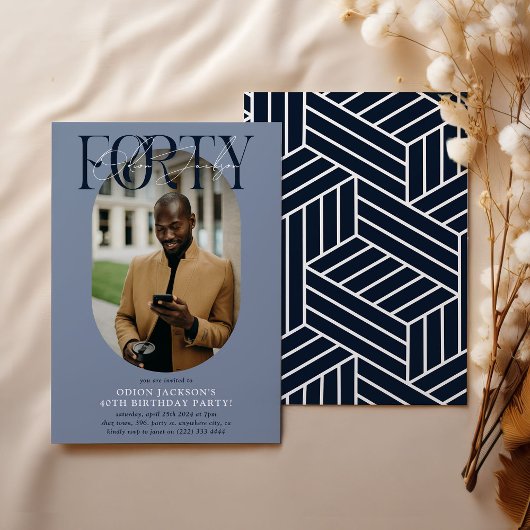 オーバルモダンフォト&シグネチャー40th Birthday 招待状