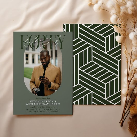 オーバルモダンフォト&シグネチャー40th Birthday 招待状