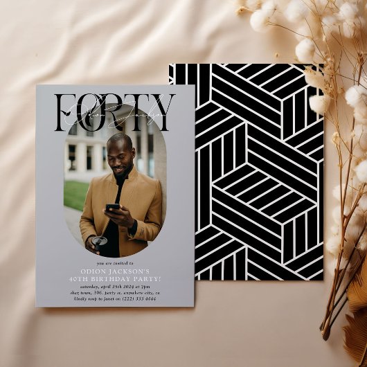 オーバルモダンフォト&シグネチャー40th Birthday 招待状