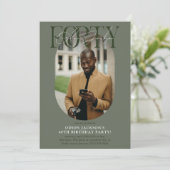 オーバルモダンフォト&シグネチャー40th Birthday 招待状 (スタンド正面)