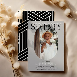 オーバルモダンフォト&シグネチャー70誕生日 招待状