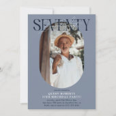 オーバルモダンフォト&シグネチャー70誕生日 招待状 (正面)