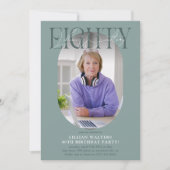 オーバルモダンフォト&シグネチャー80誕生日 招待状 (正面)