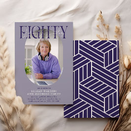 オーバルモダンフォト&シグネチャー80誕生日 招待状