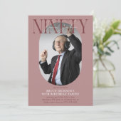 オーバルモダンフォト&シグネチャー90誕生日 招待状 (スタンド正面)