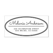 オーバルモダンフレームかわいいスクリプト名差出人住所 ラバースタンプ (インプリント)