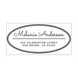 オーバルモダンフレームかわいいスクリプト名差出人住所 ラバースタンプ