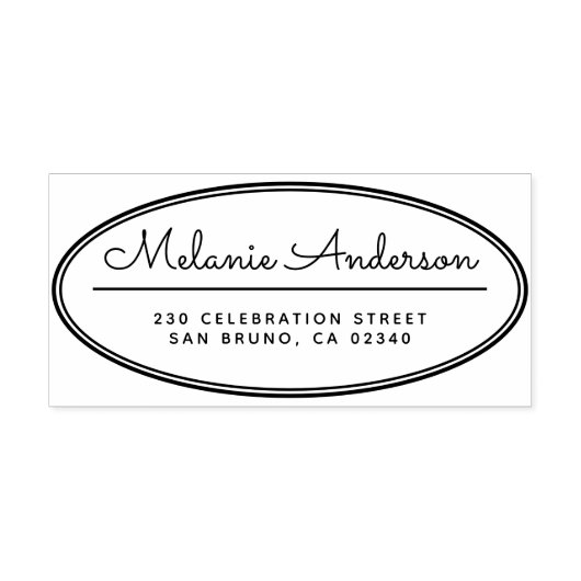 オーバルモダンフレームかわいいスクリプト名差出人住所 ラバースタンプ (インプリント)