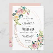 オーバルモダンフレームパステル赤面フローラ結婚ズ