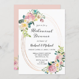 オーバルモダンフローラフレーム春リハーサルディナー 招待状