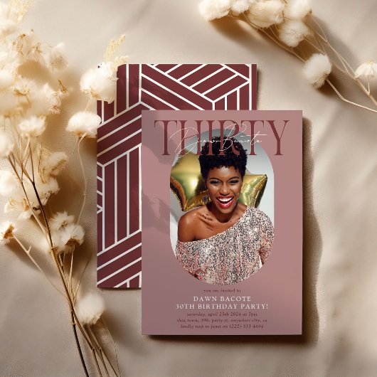 オーバルモダン写真&サイン30th Birthday 招待状