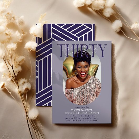 オーバルモダン写真&サイン30th Birthday 招待状