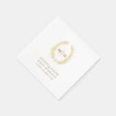 オーバルリースア葉ート金ゴールド赤モノグラム結婚ズ スタンダードカクテルナプキン (角)