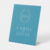 オーバルリースティール（緑がかった色）結婚シルバーのカードとギフト 台座サイン (正面)