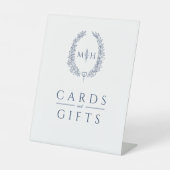 オーバルリース白結婚海軍のカードとギフト 台座サイン (正面)