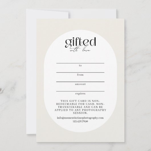 オーバル写真モダンギフト券 (裏面)