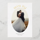 オーバル素朴フレーム結婚の写真サンキューカード 箔招待状 (正面)