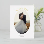 オーバル素朴フレーム結婚の写真サンキューカード 箔招待状 (立ち正面)