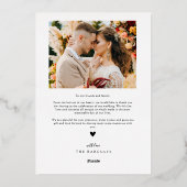 オーバル素朴フレーム結婚の写真サンキューカード 箔招待状 (裏面)