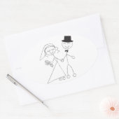 オーバル結婚式の引き出物シールカワイイ新郎新婦 楕円形シール (封筒)