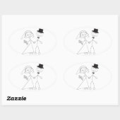 オーバル結婚式の引き出物シールカワイイ新郎新婦 楕円形シール (シート)