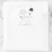 オーバル結婚式の引き出物シールカワイイ新郎新婦 楕円形シール (バッグ)