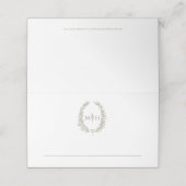オーバル葉ズモノグラムのオリーブグリーン結婚ホワイト プレイスカード (外部開封)
