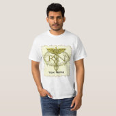 オーバル ゴールド カドゥケウス RN 看護師 Tシャツ (正面フル)