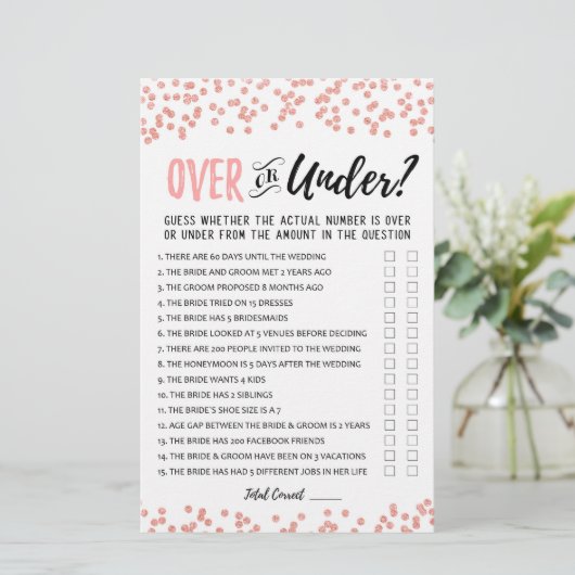 オーバーまたはダウンブライダルシャワーまたはヘンパーティーゲーム (スタンド正面)