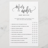オーバーアンダーベビーシャワー編集可能紙ゲームカード チラシ (正面)