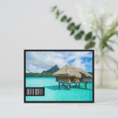 オーバーウォーターバンガローボラボラブラックフレームポストカード ポストカード (スタンド正面)